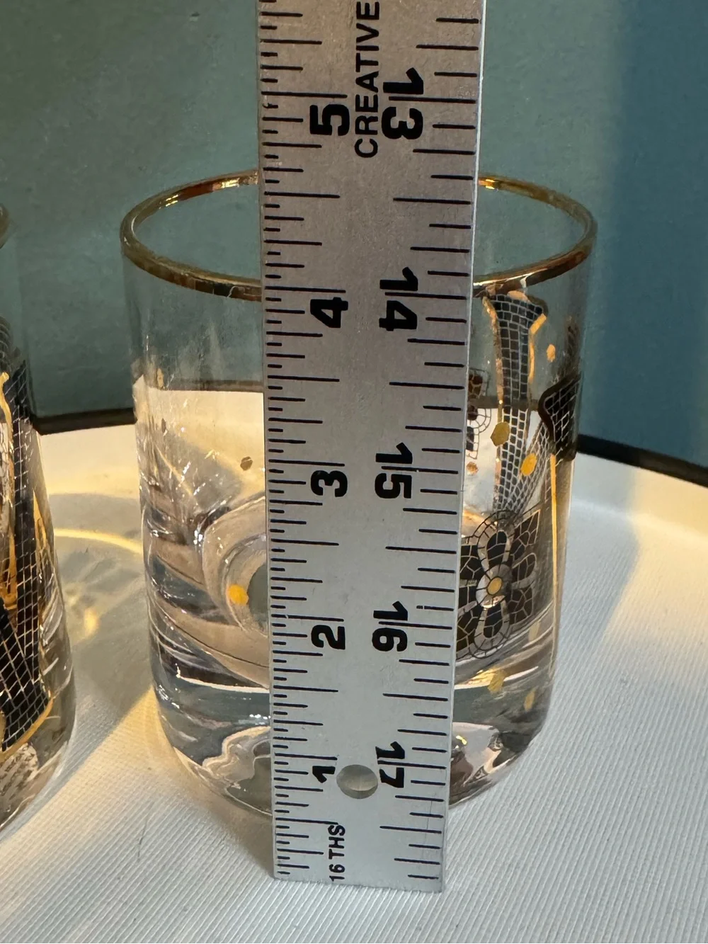 Pair of Anthropologie Bistro Tile Monogram High Ball Glasses - W initial